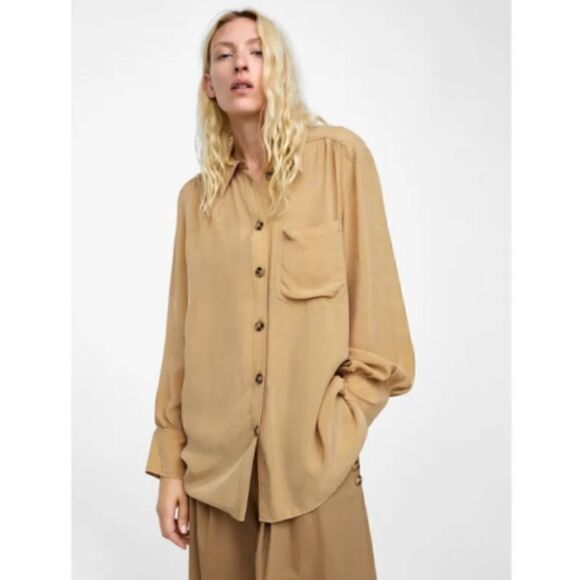 NWT! Zara women 100%  Cupro flowy top‎ - Picture 1 of 16